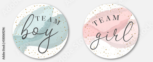Team boy. Team girl. Boy or girl hand drawn modern lettering - Baby shower announcement banner, card - Gender reveal party - Vector illustration isolated