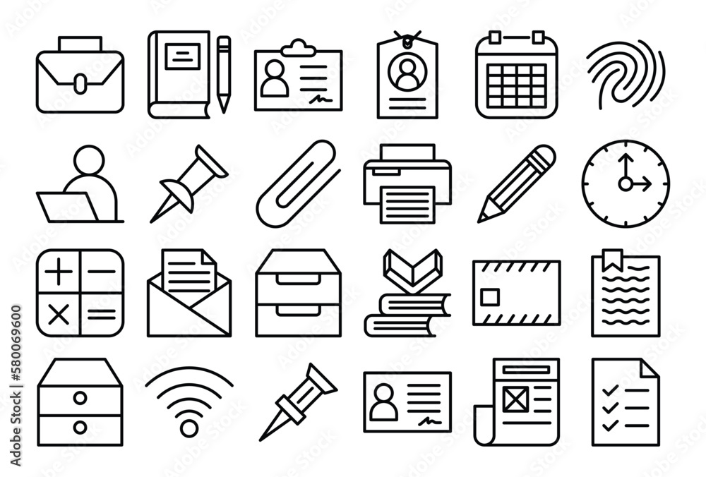 Office (outline) icons set.
The collections include for web design, App design, software design, 