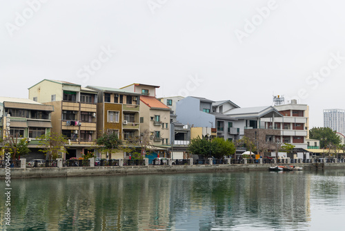 Tainan city downtown at riverside