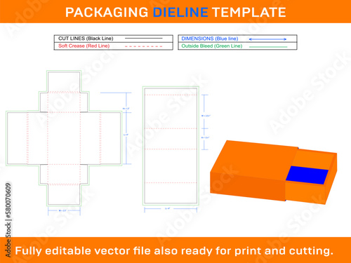 Wood Match Box, Dieline Template