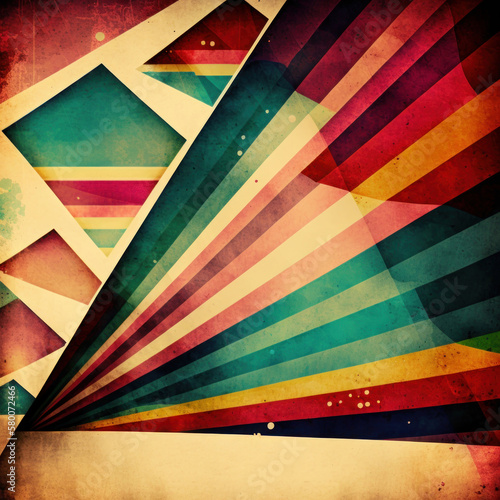 colorful vintage retro background. Illustration AI Generative