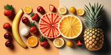 A variety of fresh fruits arranged on a bright background, perfect for healthy eating and lifestyle projects