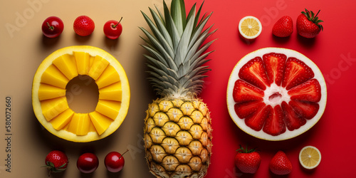 A variety of fresh fruits arranged on a bright background  perfect for healthy eating and lifestyle projects