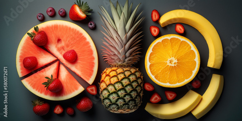 A variety of fresh fruits arranged on a bright background, perfect for healthy eating and lifestyle projects