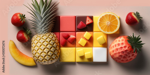 A variety of fresh fruits arranged on a bright background, perfect for healthy eating and lifestyle projects