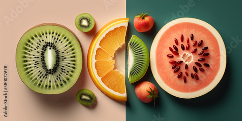 A variety of fresh fruits arranged on a bright background, perfect for healthy eating and lifestyle projects