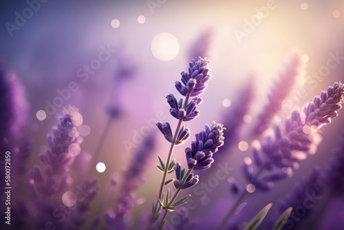 Lavender field. Illustration AI Generative