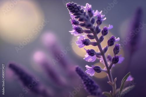 Lavender field. Illustration AI Generative