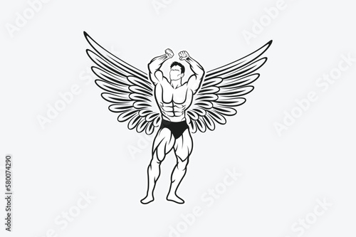 Angel man. Vector, illustration, emblem.