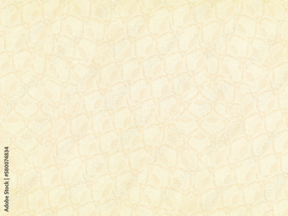 Pastel yellow background with a pattern of stylized leaves in the Art Nouveau style. Monochrome rough surface paper texture. Pastel yellow background with a pattern of stylized leaves in the Art Nouveau style. Monochrome rough surface paper texture.