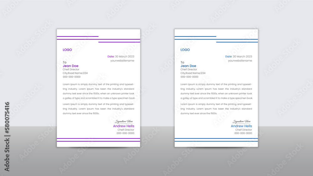 Abstract letterhead template design 2024.Modern & Creative letterhead Design bundle of your corporate project design.