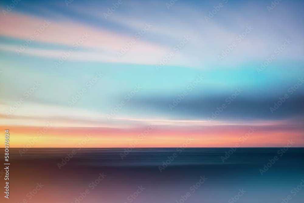 Colorful sunset sky and ocean nature background. Illustration AI Generative