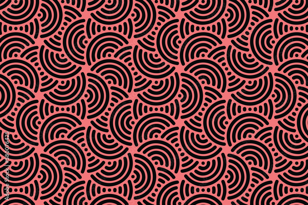 Scallop Repeat Pattern Wall Stencil, Abstract seamless geometric pattern with circles vector. Scallop Repeat Pattern Wall Stencil, Abstract seamless geometric pattern with circles vector.