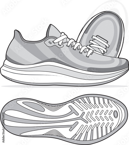 MEN SHOE VECTOR FLAT DRAWING. 