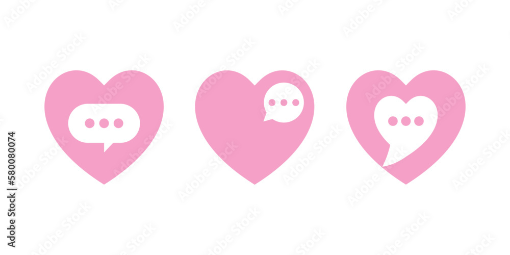 love chat logo set. simple dating message logo.