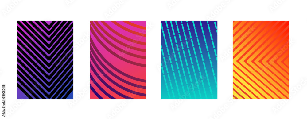Minimal covers design. Colorful halftone gradients. Future geometric patterns. 