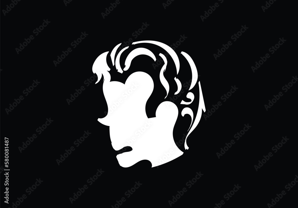silhouette image face young man silhouette image face young man