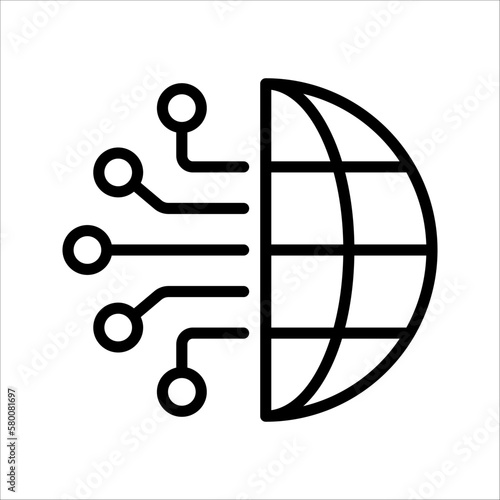 Digital technology, social network, global connect, vector illustration on white background