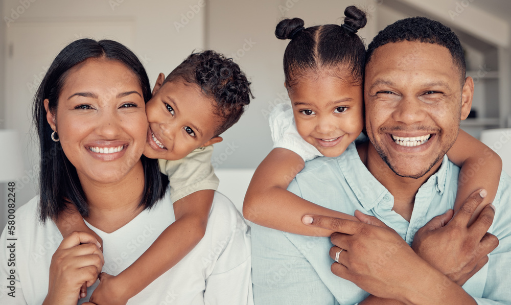 black-family-children-and-piggyback-at-home-with-a-mother-father-and