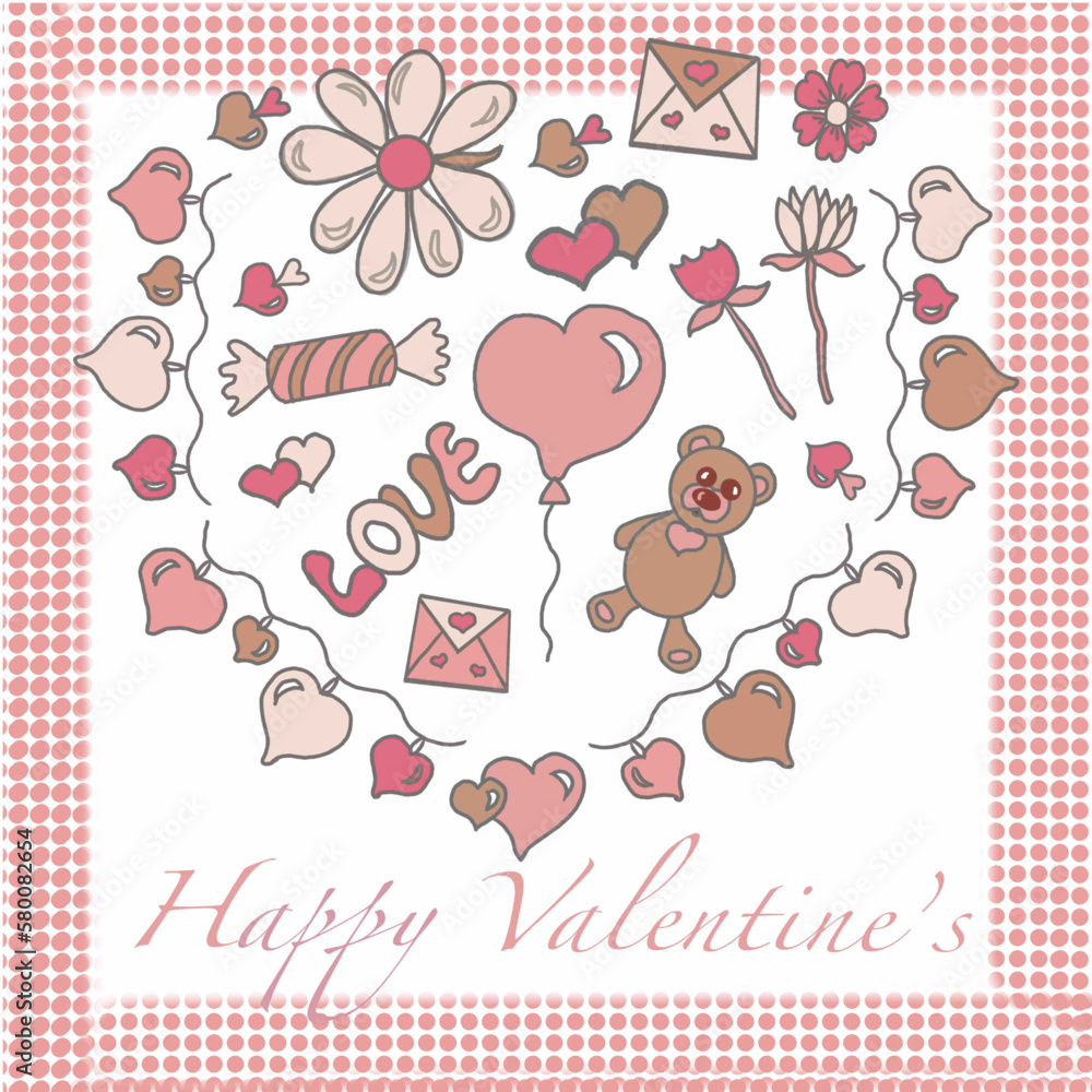 retro valentine's day,teddy bear,garland of hearts,chamomile,flower,letter,candy,love,peak,chirva,tenderness,glamour,cupid,birthday,gift