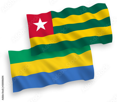 Flags of Togolese Republic and Gabon on a white background