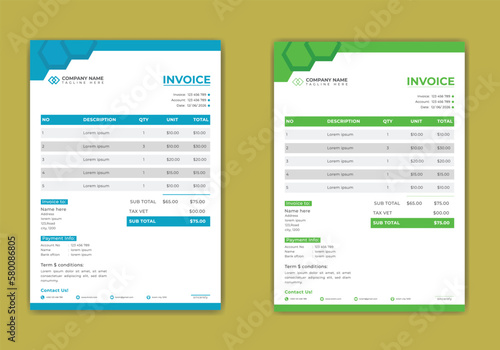 modern corporate invoice template design 