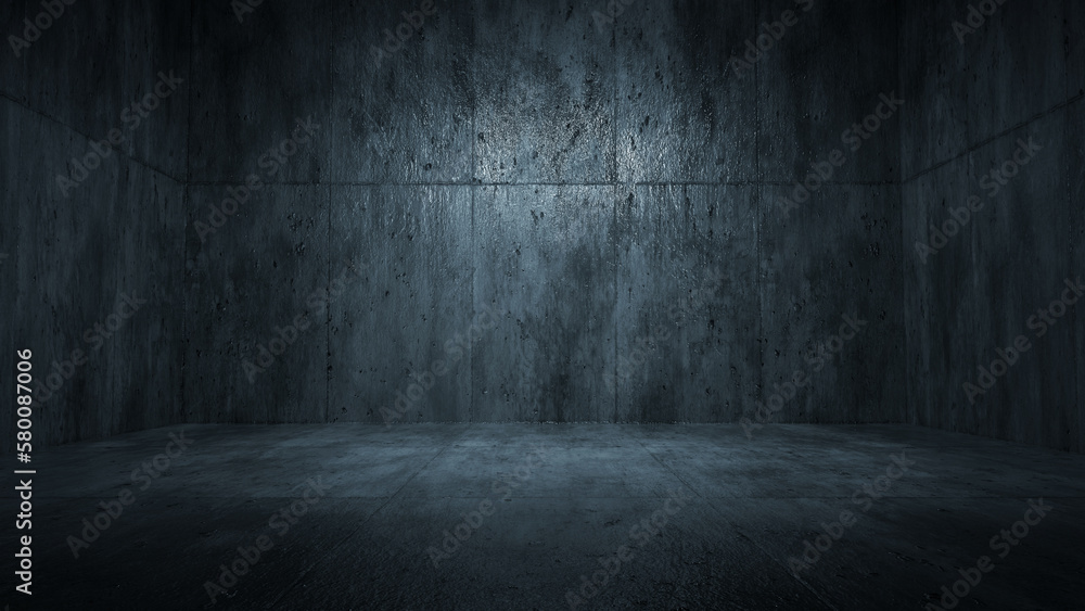Grunge abstract room with urban metallic background. 3d rendering