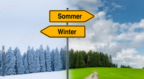 Jahreszeitwechsel von Winter zu Sommer in einer Landschaft
