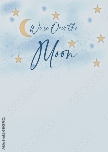 We are over the Moon Baby Shower Invitation Background. Just edit in aby program to add your own text here