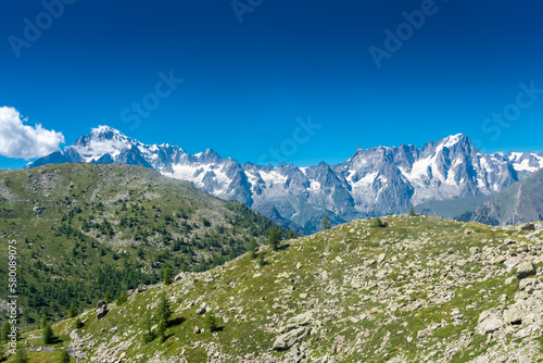 Beautiful view of the Alps and the Mont Blanc between Italy and France