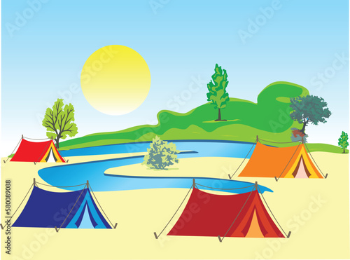 TENTES AU BORD DE LA RIVIERE