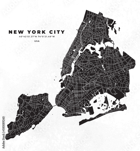 New York City map vector illustration poster and flyer