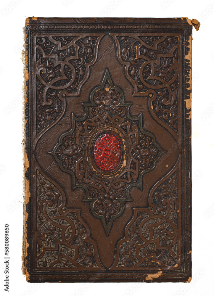 Ornate Old Tattered Faux Leather Book Cover