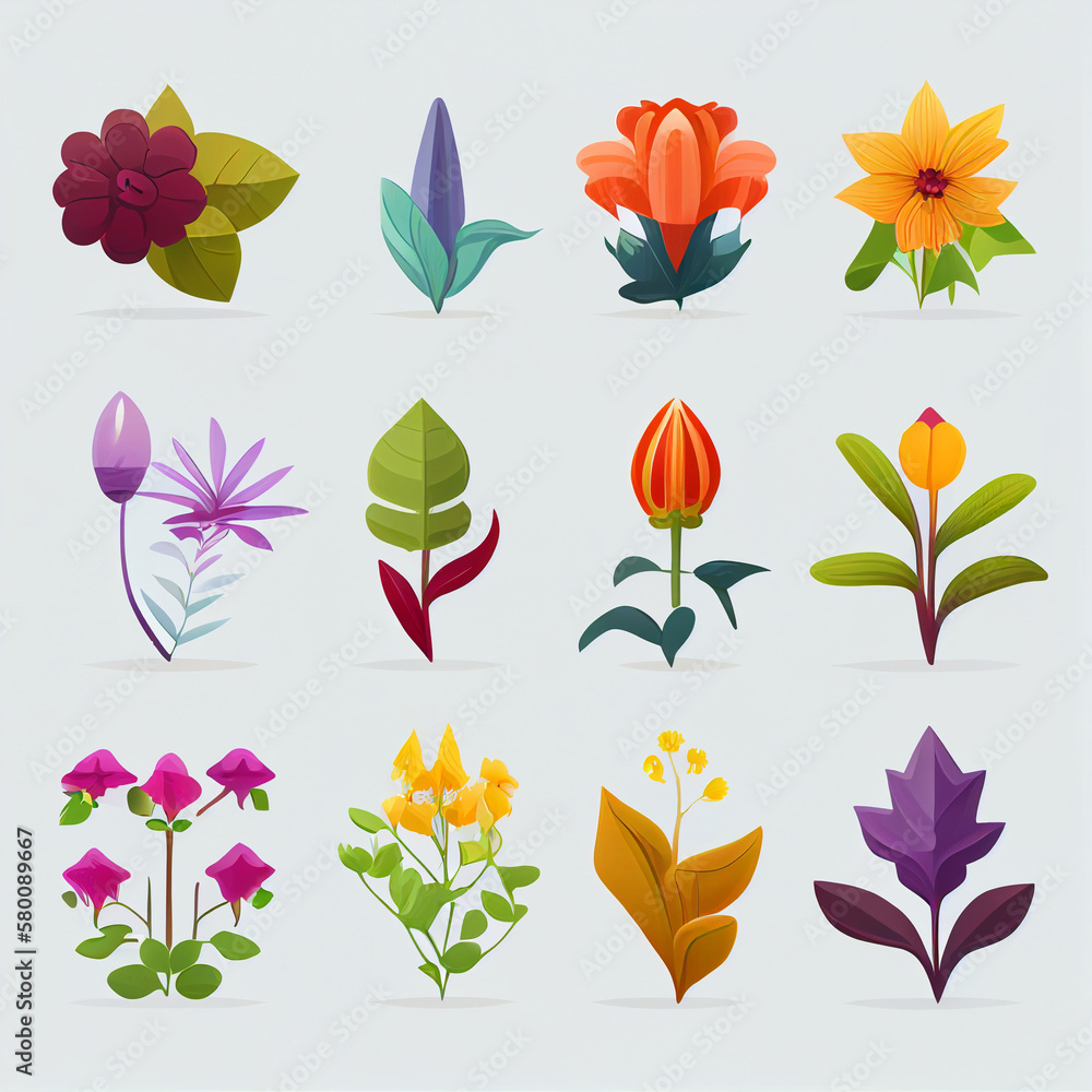 Flower icons created witch Generative AI technology