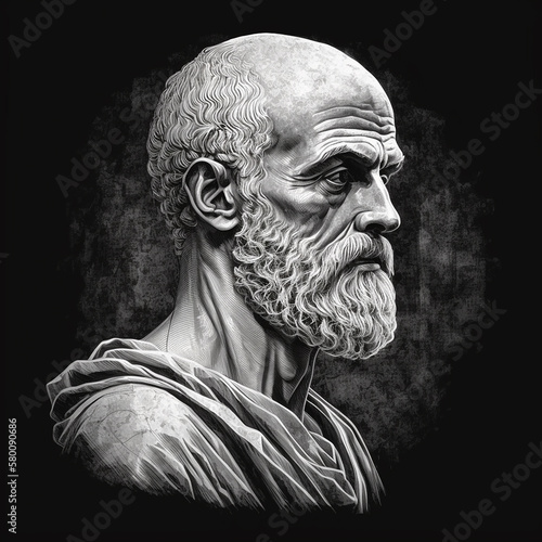 Ancient Greek philosopher Hippocrates. Created with Generative AI technology. photo