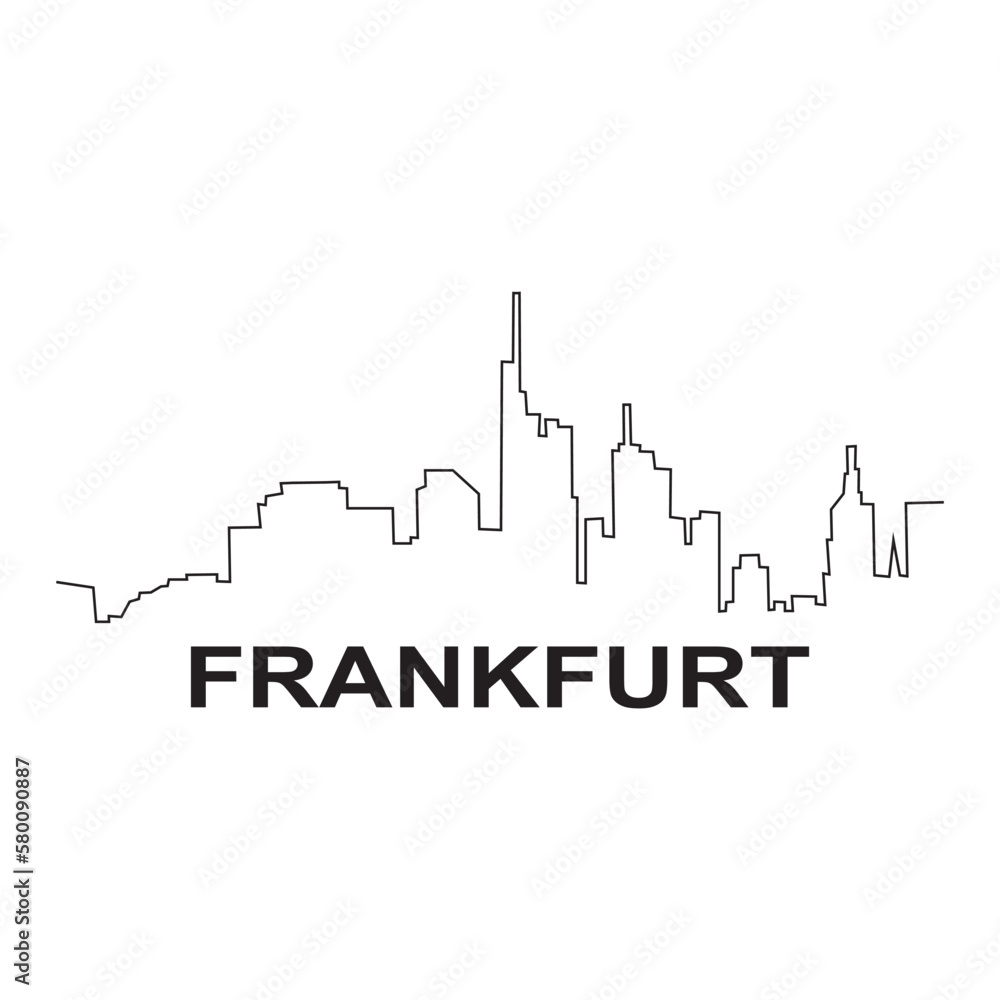 Frankfurt skyline and landmarks silhouette black vector icon