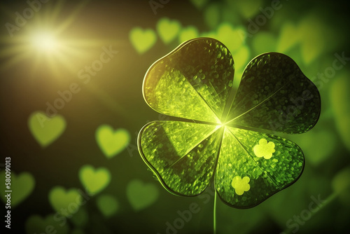 St. Patrick's Day Green Shamrock | clover leaf in lens flare for Patrick background. AiSt. Patrick's Day Green Shamrock | clover leaf in lens flare for Patrick background. Ai