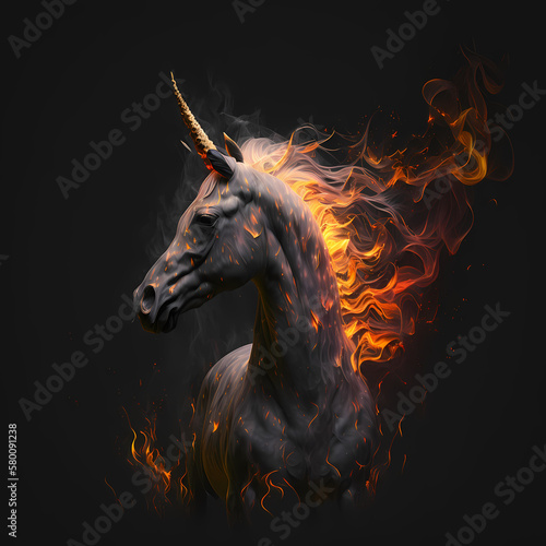 Unicorn On Fire. Generative AI