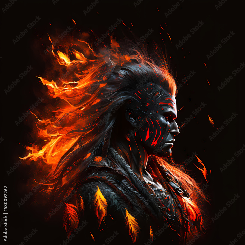 Warrior On Fire. Generative AI Warrior On Fire. Generative AI