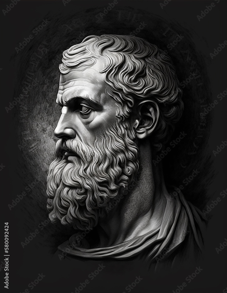 Ancient Greek philosopher Plato. Created with Generative AI technology.