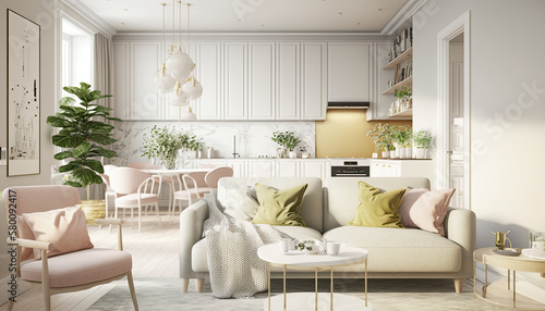 Scandinavian Style Studio Apartment with Modern Flair Created Using Generative Ai