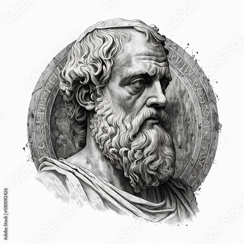 Ancient Greek philosopher Plato. Created with Generative AI technology.
