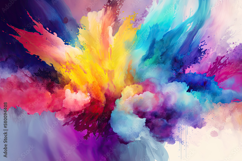 Fototapeta premium Multicolored abstract watercolor design Created Using Generative Ai
