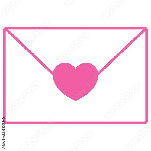 Letter with pink color heart, love, greeting, or coupon message in flat design simple envelope closed style. Vector illustration isolated on white background.