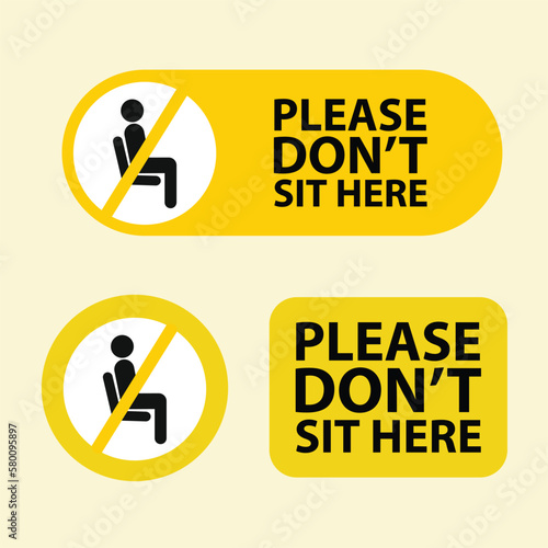 set of Please don't sit here sign vector illustration