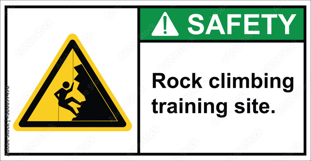 Obraz premium rock climbing training site. Please be careful of the rubble above.sign safety.