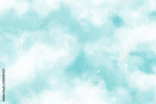 Mint abstract watercolor texture background. Green watercolour brush splash pattern. Pastel color background in paper art style. Vector turquoise illustration design