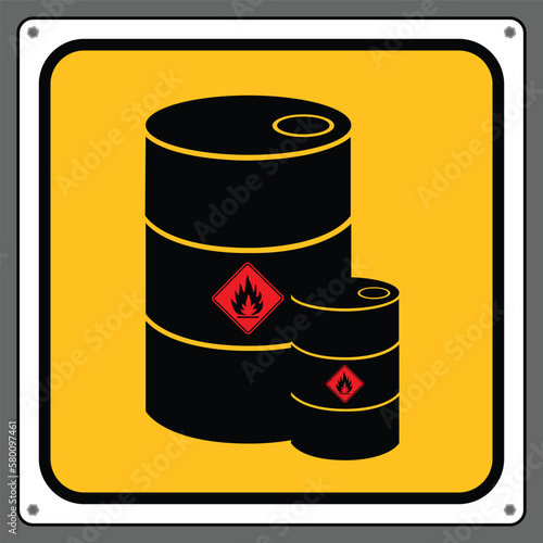 flammable storage tanks, flammable storage areas,sign caution