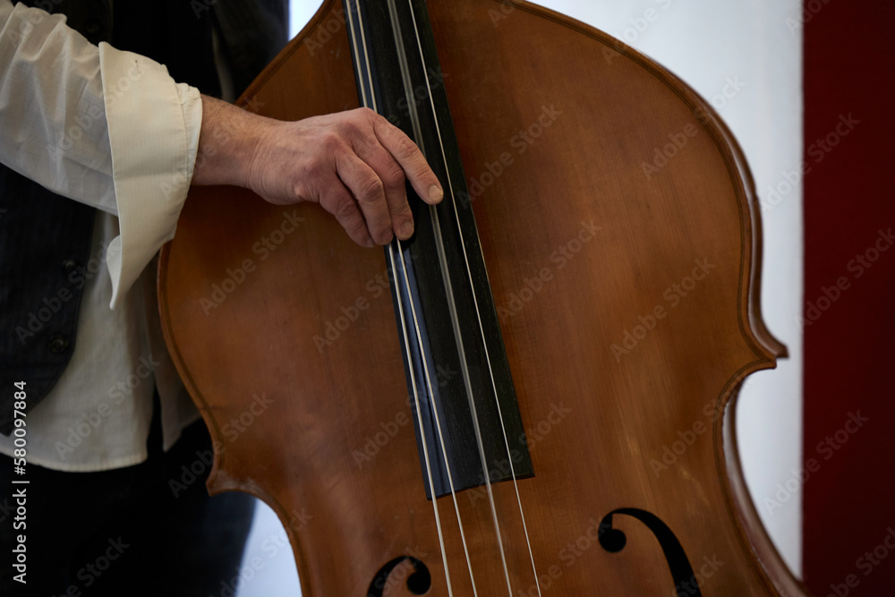 Bass wird von eine Jazz-Bassisten gespielt Bass wird von eine Jazz-Bassisten gespielt