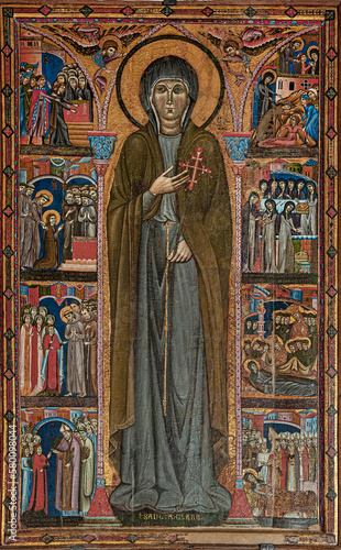 Saint Clare of Assisi, panel painting in the church of "Santa Chiara", Assisi, Italy